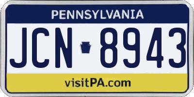PA license plate JCN8943