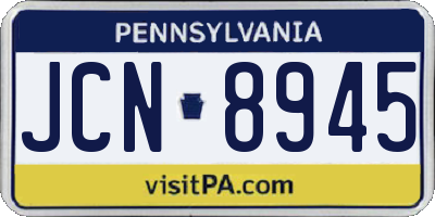 PA license plate JCN8945