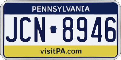 PA license plate JCN8946