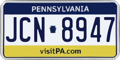 PA license plate JCN8947