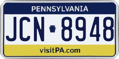 PA license plate JCN8948