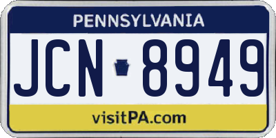 PA license plate JCN8949