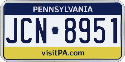 PA license plate JCN8951