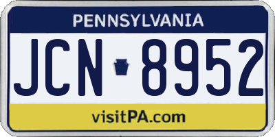 PA license plate JCN8952