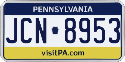 PA license plate JCN8953