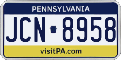 PA license plate JCN8958