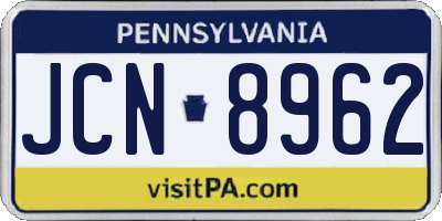 PA license plate JCN8962