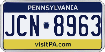 PA license plate JCN8963