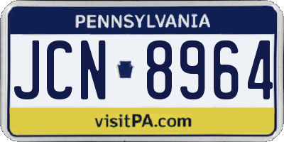 PA license plate JCN8964