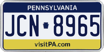PA license plate JCN8965