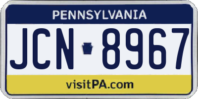 PA license plate JCN8967