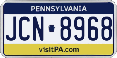 PA license plate JCN8968