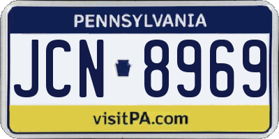 PA license plate JCN8969