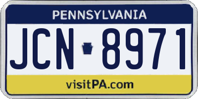 PA license plate JCN8971