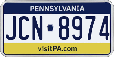 PA license plate JCN8974