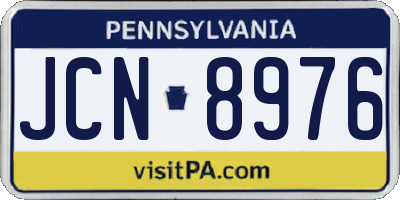 PA license plate JCN8976