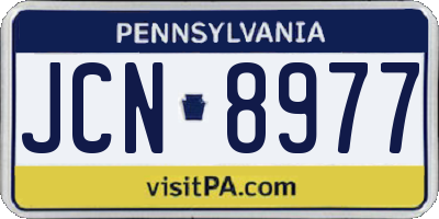 PA license plate JCN8977