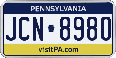 PA license plate JCN8980