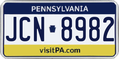 PA license plate JCN8982