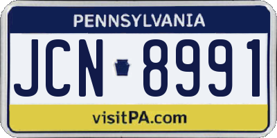 PA license plate JCN8991