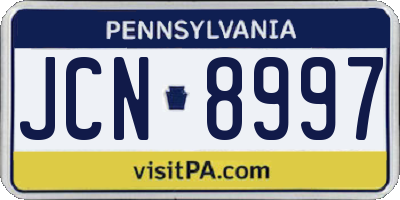 PA license plate JCN8997