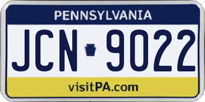 PA license plate JCN9022