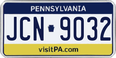 PA license plate JCN9032
