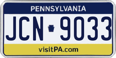 PA license plate JCN9033