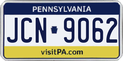 PA license plate JCN9062
