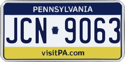 PA license plate JCN9063