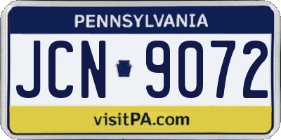 PA license plate JCN9072