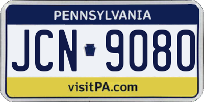PA license plate JCN9080