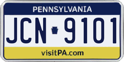 PA license plate JCN9101