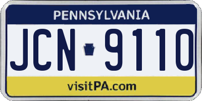 PA license plate JCN9110