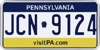 PA license plate JCN9124
