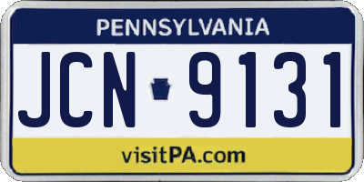 PA license plate JCN9131