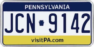 PA license plate JCN9142