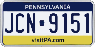 PA license plate JCN9151