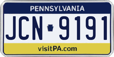 PA license plate JCN9191