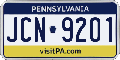 PA license plate JCN9201