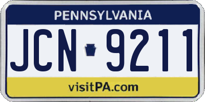 PA license plate JCN9211