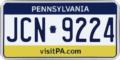 PA license plate JCN9224