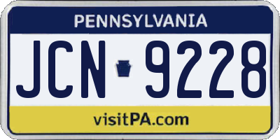 PA license plate JCN9228