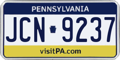 PA license plate JCN9237