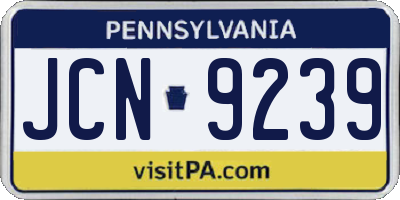 PA license plate JCN9239