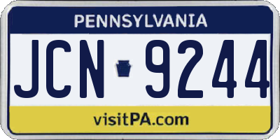 PA license plate JCN9244