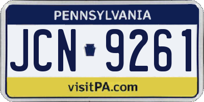 PA license plate JCN9261