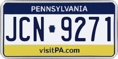 PA license plate JCN9271