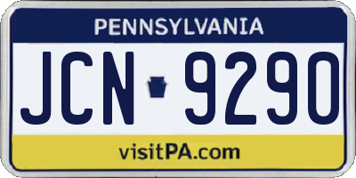 PA license plate JCN9290