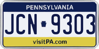 PA license plate JCN9303